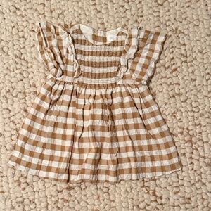Zara Gingham Brown and White Dress